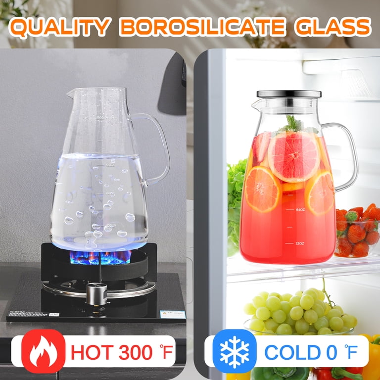 Aofmee 1 Gallon Glass Pitcher with Stainless Steel Lid photo 5