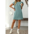 thumbnail image 6 of Chic and Casual Canton Green Solid Color Mini Dress with Ruffle Sleeves - [ZhiHiMeRi] | (US 12-14)L, 6 of 6