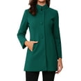 thumbnail image 1 of Abrigo de mujer INSPIRE CHIC de longitud media con cuello alto, de un solo botón, abrigo de invierno en verde hoja de pino talla L, 1 of 6