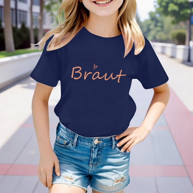 Vêtements pour Filles T-Shirts Graphiques à Col Rond T-Shirts d'Été pour Garçons Tenues pour Fille 8-9 Ans