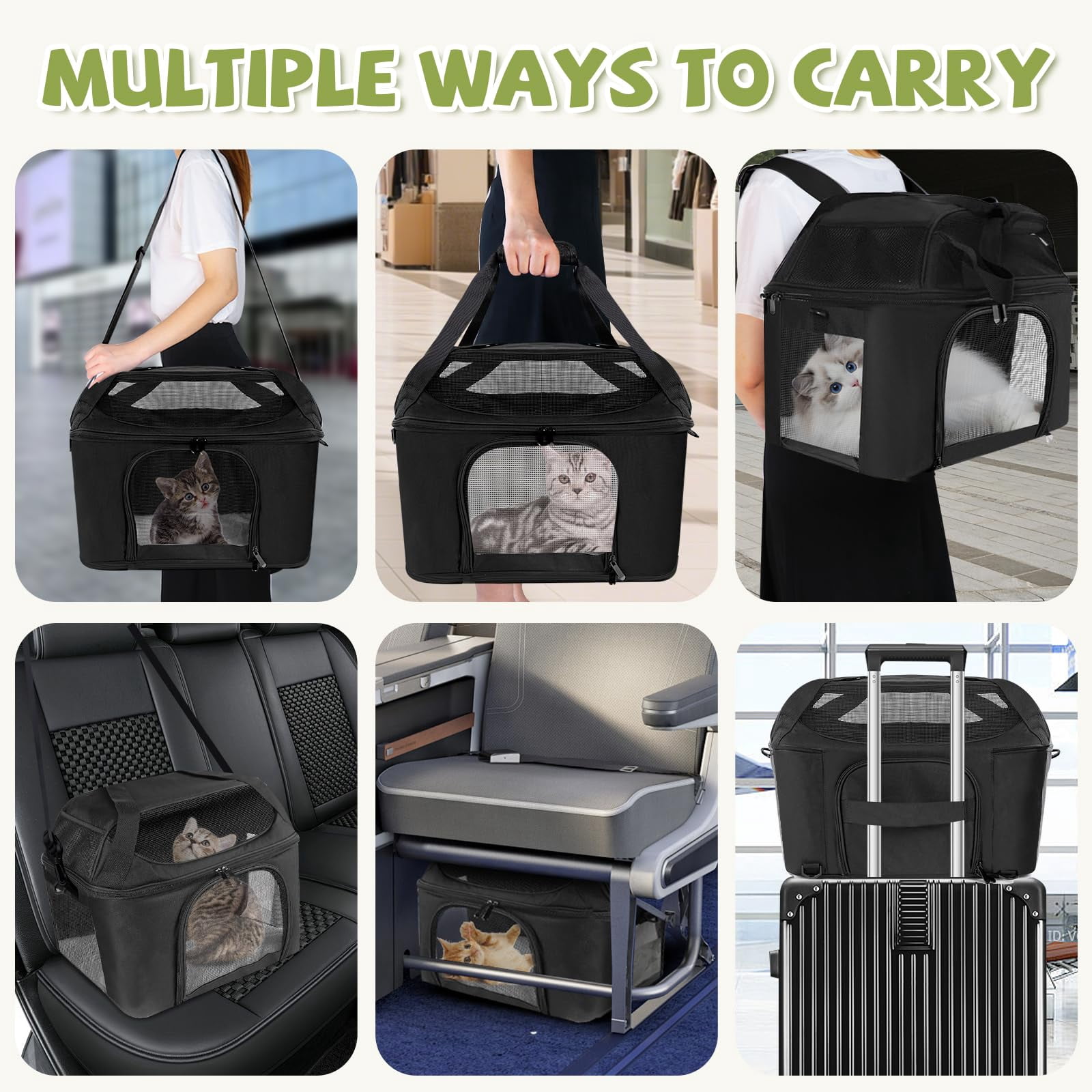Premium Cat Carrier for Pets Up to 20 Lbs, Cat Travel Bag Soft-Sided Backpack Pet Carriers with Padded Shoulder Strap, Dog Carrier for Small Dogs Puppy Carry Airline Approved
