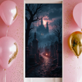thumbnail image 5 of Gothic Design Halloween Banner Spooky Graveyard Full Moon Haunted Backdrop for Halloween Party Decoration Night Event, 5 of 5