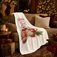 thumbnail image 3 of Wrapped up in love mittens cocoa holly snowflakes pine sprigs hearts cream Flannel Blanket for sofa bedroom Christmas cocoa night cozy lounge Home Decor romantic winter Gift for her, 3 of 9