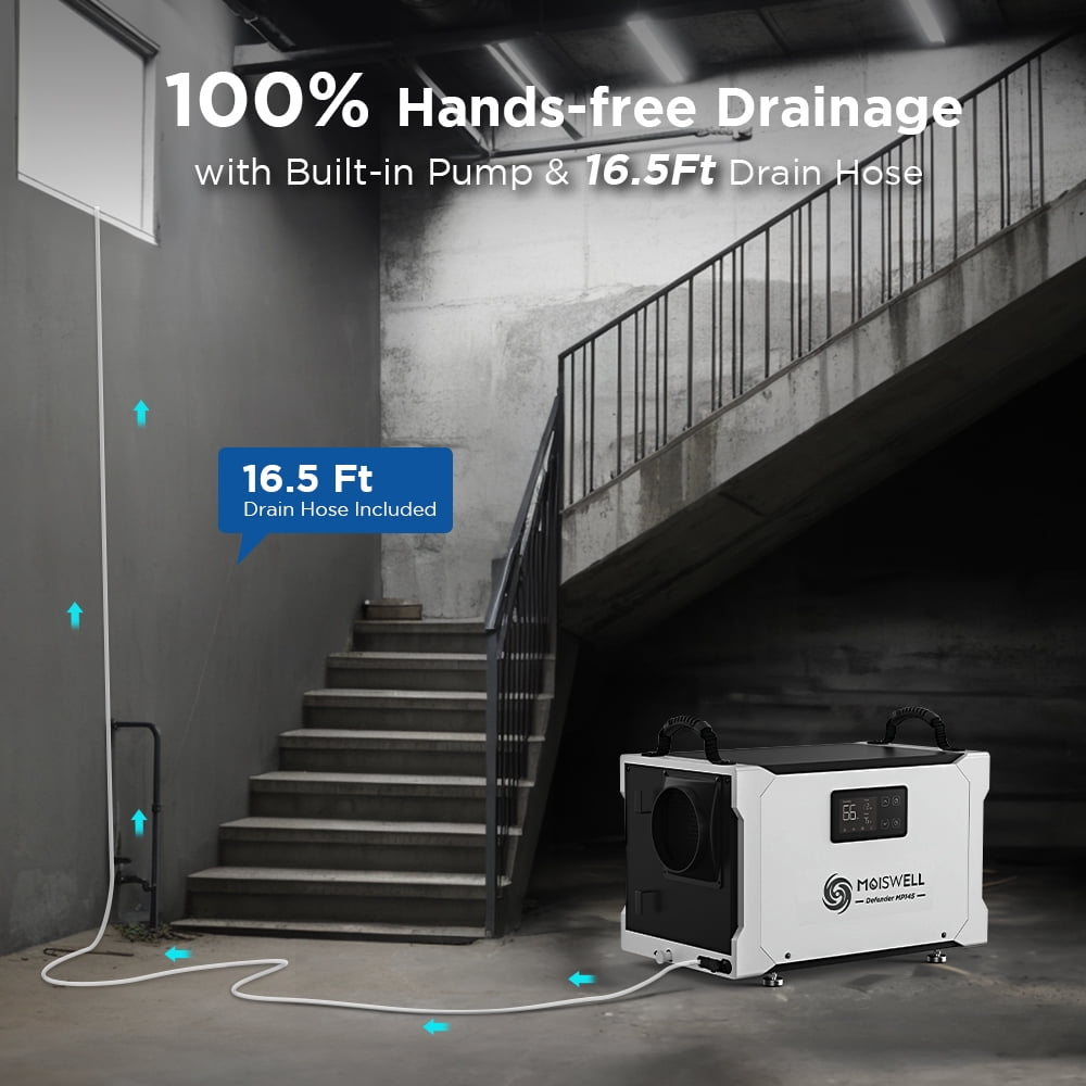 Moiswell 155 Pint Commercial Dehumidifier with Pump – Energy Star Certified for Basements & Crawl Space