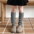 thumbnail image 2 of Hjtefg Girls' Knit Leg - Embroidered Bow Knee-High Socks, Korean Style Ribbed Socks,Color: Light Gray Size: One Size, 2 of 3