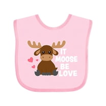 Inktastic It Moose Be Love with Cute Moose Boys or Girls Baby Bib