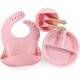thumbnail image 1 of Pink Juego De Destete Para Bebés Placa De Succión De Silicona Tazón De Succión Para Bebés Cuchara Tenedor Y Babero A Juego - Base De Succión Súper Desmontable Juego De Alimentación Para Be, 1 of 5