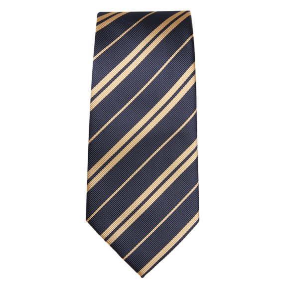 Jacob Alexander Men's Woven Double Stripe Regular Length Neck Tie - Navy Blue Gold