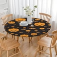 thumbnail image 3 of Halloween Harvest Pumpkin Print Round Tablecloth with Elastic Hem - Perfect Fit for 44 Inch Kitchen Dining Party Table, 3 of 6