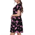thumbnail image 2 of Xecao Robe Midi à Manches Courtes pour Femmes Sensibilisation au Cancer du Sein Été avec Poches Robe Décontractée Fluide T-Shirt Robe de Plage, 2 of 6