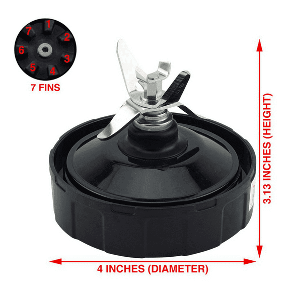 Blender Replacement Parts for Ninja, 4 24Oz Cups with To-Go Lids, 7 Fins Extractor Blade, for Auto IQ