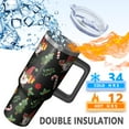 thumbnail image 2 of Double Wall 40oz Tumbler Gift - Festive Stainless Steel w/Reindeer Pattern, Leakproof w/Handle & Straw, 2 of 4