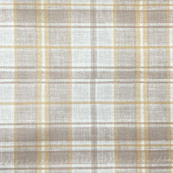 Decora Furnishings Tartan Design Madras Checks Digitally Printed Velvet Finish Fabric for Upholstery, Crafts and Window Treatments - Width 54 inches - Fabric by The Yard (Beige)