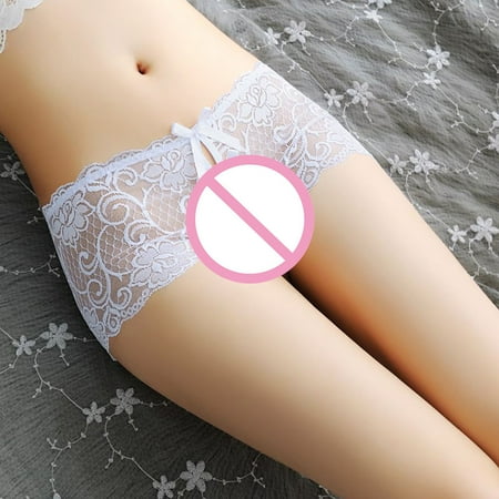 

Mishuowoti Women s Lace Low Waist Transparent Open Crotch Free Temptation Briefs