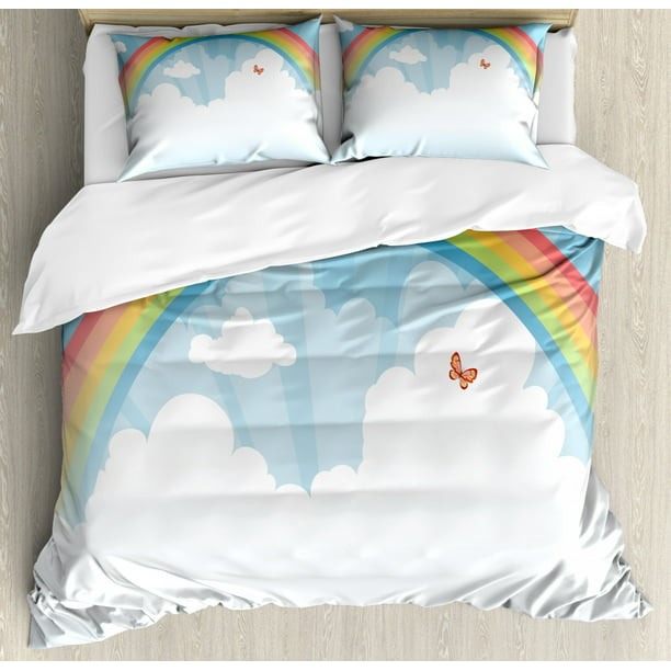 Cloud King Size Duvet Cover Set Colorful Rainbow Arc In The Sky