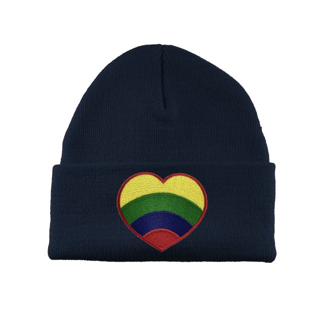 Gravity Threads Rainbow Heart Patch Cuffed Beanie - Navy