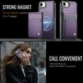 thumbnail image 5 of Magnetic 2 in 1 Detachable for iPhone 16e, Compatible with Magsafe Case with Card Holder, for Women Men PU Leather RFID Blocking Flip Kickstand Credit Slots for iPhone 16e, Purple, 5 of 11