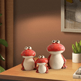 thumbnail image 4 of 3 Pieces Frog Family Figurines Statue Miniature Ceramic Figurine Animal Ornament for Bookshelf Red, 4 of 5