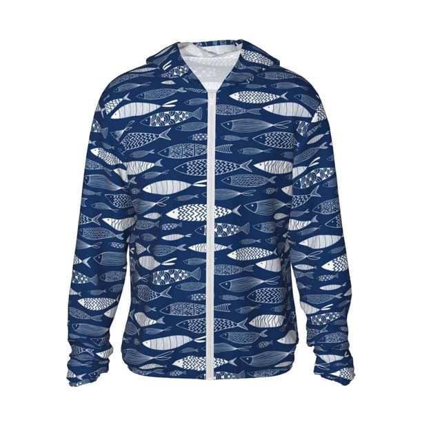 Fotbe Ornamental Fish Chaqueta con Protección Solar UPF 50+ para Hombre y Mujer, Camisa con Capucha y Bolsillos-Large