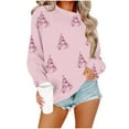 thumbnail image 3 of Uootdi Christmas Sweatshirt for Women Gift Sparkly Long Sleeve Pullover Xmas Tree Print Tee Tops Lightweight Comfy Holiday Tuni c Blouse, 3 of 4