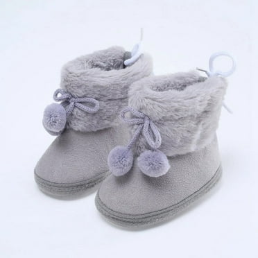 XBASW Infant Baby Girls Boys Coral Velvet Shoes Bow Winter Cotton Shoes Warm Soft Flats for 0-18M