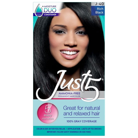 Just 5 Womens 5 Minute Permanent Hair Color, Rich Black, J-40 - 1 Ea