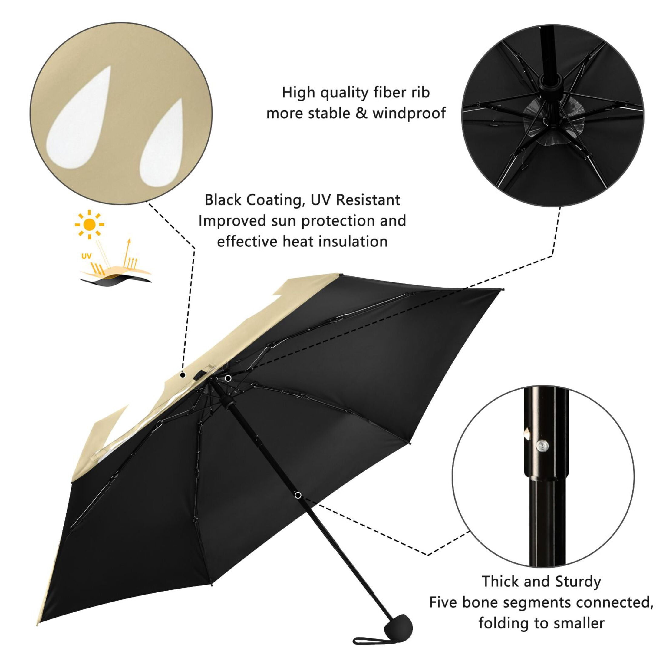 Abstract Rain Scene Umbrellas for Sun Auto Open Close UV50+ Waterproof 5-Fold Compact Fiberglass Frame