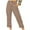 Khaki, variant on Quinlirra Womens Capris For Summer Petite Fashion Womens Casual Stripe Elastic Loose Pants Straight Wide Leg Trousers With Pocket Capris