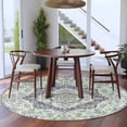 thumbnail image 3 of Round Rugs 6Ft, Green Purple Boho Round Area Rug Washable Indoor Throw Carpet, Vintage Abstract Art Floral Ethnic Tribe Soft Non Slip Circle Rug for Office Cabinet Home Decor Aesthetic, 3 of 8