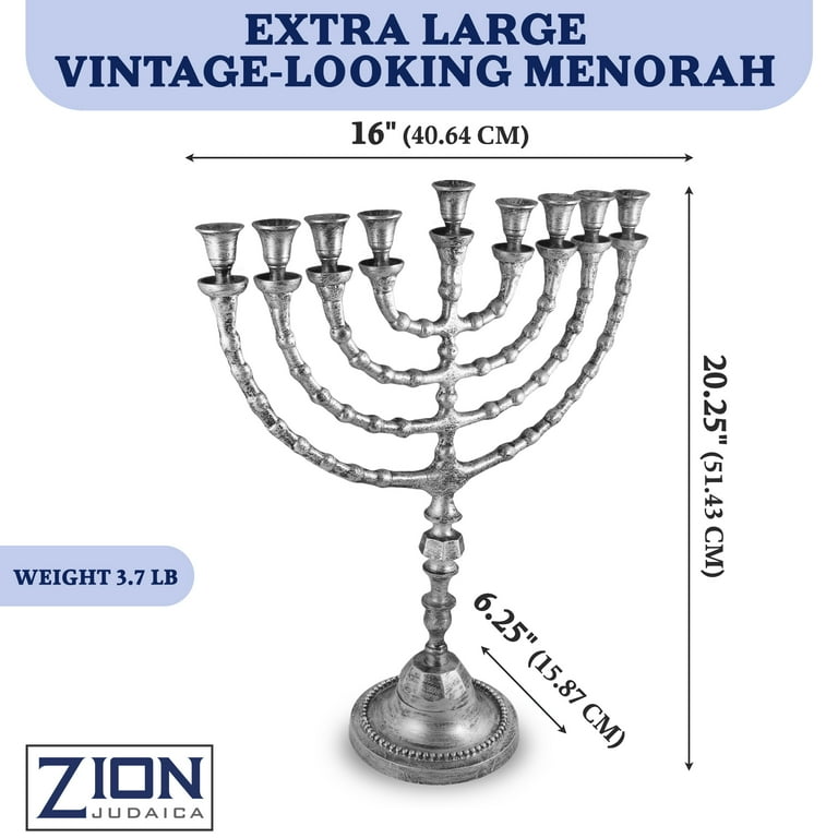 新品未開封　ZION　HANDMADE CANDLE [Memuro Sky] Zion Judaica Extra Large Chanukah Menorah, 21