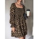 thumbnail image 2 of Vestido De Cintura Alta Vestido De Fiesta Vestido Elástico Vestido De Mujer Patrón De Leopardo De Una Pieza Cuello Cuadrado Manga Larga Cintura Elástica Alta Para El Hogar ANGGREK Otros, 2 of 7
