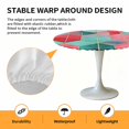 thumbnail image 6 of Abstract Red Green Geometric Elastic Fitted Round Table Cover Modern Art Waterproof Outdoor Tablecloth for Holiday Party, Picnic, Patio & Dining Fits Tables Up to 45"-54", 6 of 8
