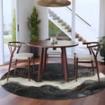 thumbnail image 4 of Marble Round Area Rug 5 FT, Non Slip Bedroom Rugs, Black Grey Modern Luxury Gold Washable Soft Circular Carpet Non-Shedding Floor Mat for Kitchen Dining Room Foyer Balcony Dorm, 4 of 8