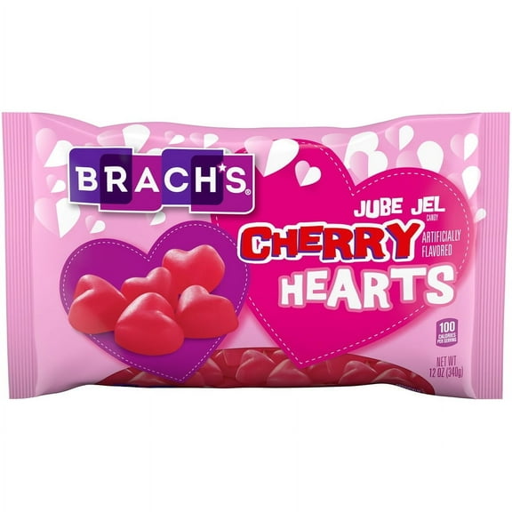 Brach's Valentine's Jube Jel Cherry Hearts, 12 oz Bag