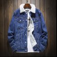 thumbnail image 5 of Men's Autumn Winter Add wool Casual Vintage Wash Distressed Denim Jacket Coat, 5 of 7