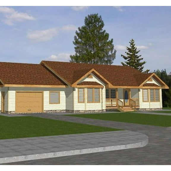 001-3011: Country Ranch 3 Bed, 2 Bath Luxury Home Plan, 1994 Sq Ft: Full Blueprints with License to Build by Home Plan Marketplace - Lesuto