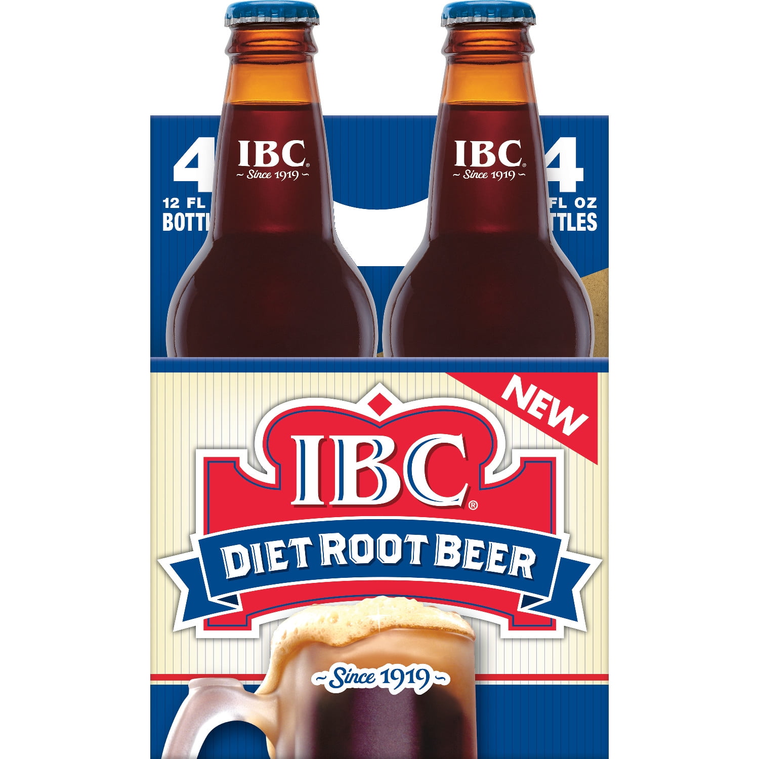 Diet IBC Root Beer, 12 fl oz glass bottles, 4 pack