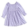 thumbnail image 6 of mgoYE 2t Girl Dress Easter Girls Long Sleeve Dress Dot Square Neck Smocked Spring Fall Dresses(Purple,4-5 Years), 6 of 7