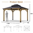 thumbnail image 2 of COSIEST 10x12FT Cedar Wood Gazebo, Outdoor Hardtop Gazebo with 2-Tier Galvanized Steel Roof, Netting & Curtains, Wooden Gazebo Pavilion for Patio Backyard Deck Lawn, 2 of 8