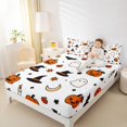thumbnail image 2 of Manfei Cartoon Cute Ghost Halloween Fitted Sheet Full,Sugar Skull Print Bed Set,3 Pieces,1 Fitted Sheet and 2 Pillowcases, 2 of 6