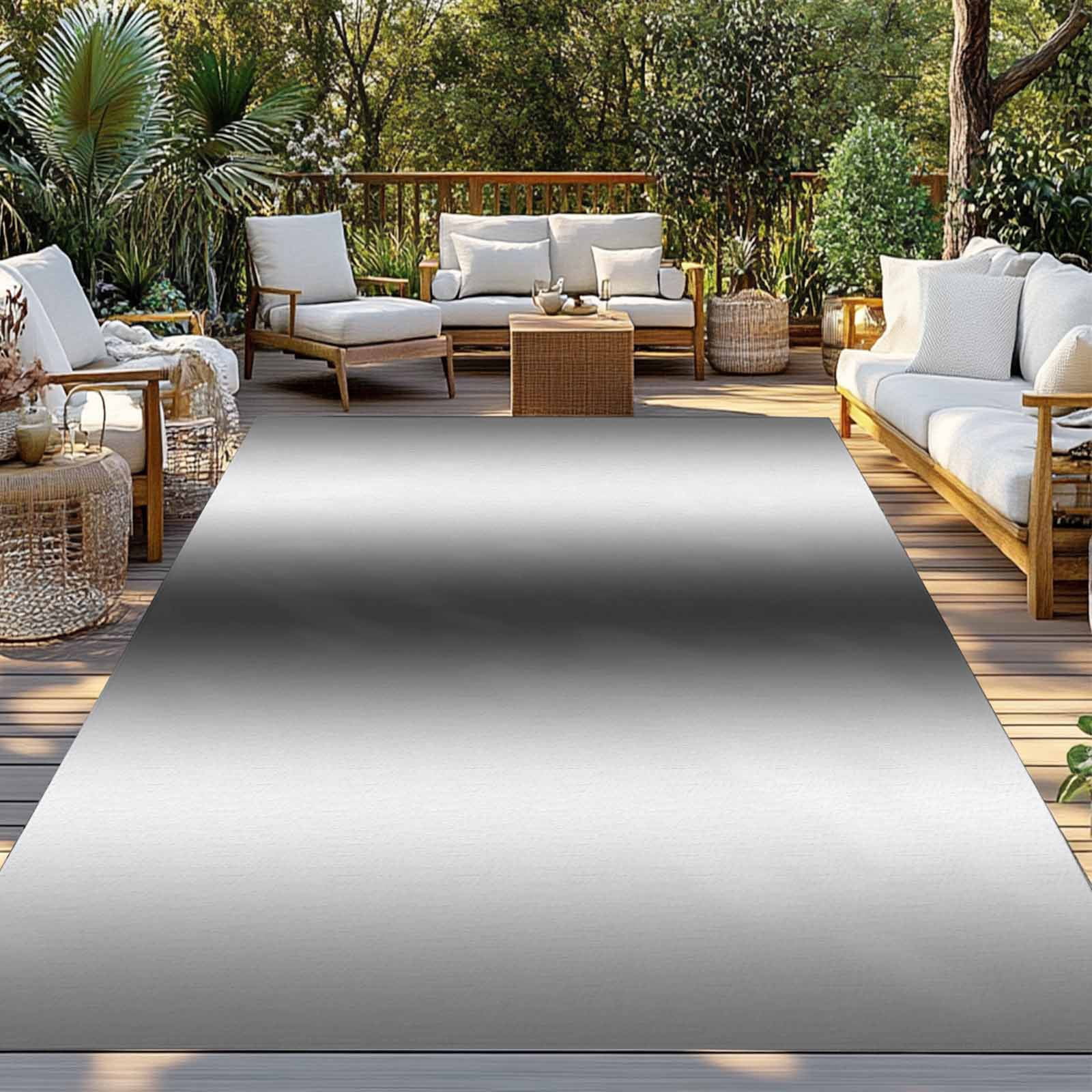Outdoor Rug 4x6 Feet, Dark Grey White Entryway Rugs Floor Mats, Washable Runner Rug Non Slip, Farmhouse Ombre Color Modern Simple Indoor Outside Rugs for Patios/Porch/Camping