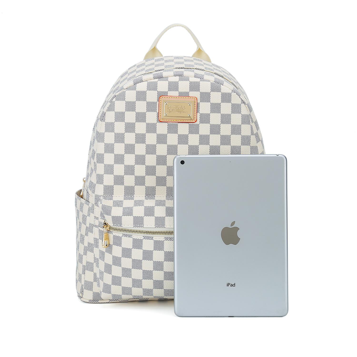 MK Gdledy Checkered Backpack Fashion Classic Large Backpack for College  Students Travel bag White 