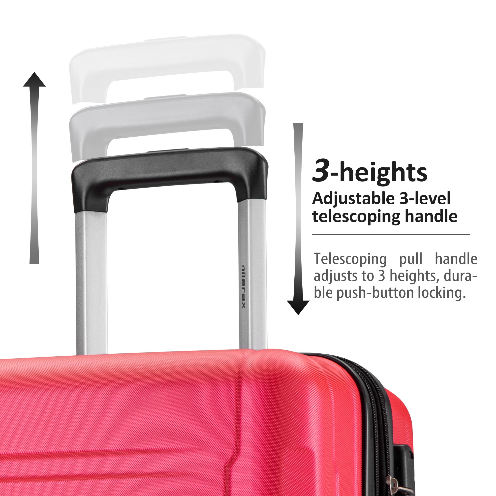 SEGMART Expandable Luggage Sets of 3, 3-Piece Lightweight Hardside 4-Wheel Spinner Luggage Set: 20"/ 24''/ 28" Carry-On Checked Suitcase, Carry on Suitcase with TSA Lock for Traveling, Red, S6564 - image 5 of 8