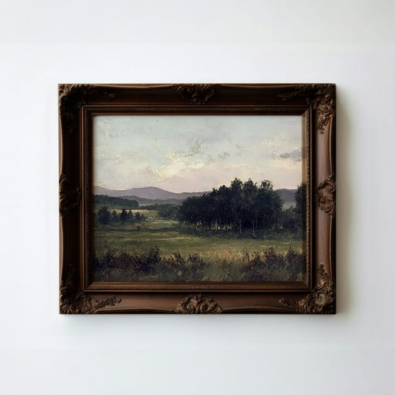 English Countryside Vintage Dark Green Print Poster Cottagecore Wall Decor Poster Vintage Landscape Wall Art Poster E452, Unframed Poster Size 8x12 F03.1.18l755