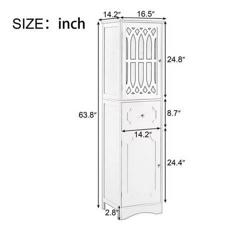 ChooChoo 67 Tall Bathroom Storage Cabinet Freestanding with Adjustable  Shelves, Narrow Storage Linen Cabinet with 2 Doors and 1 Drawers for  Bathroom