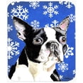 thumbnail image 1 of Boston Terrier Winter Snowflakes Holiday Mouse Pad, Hot Pad or Trivet, 1 of 1