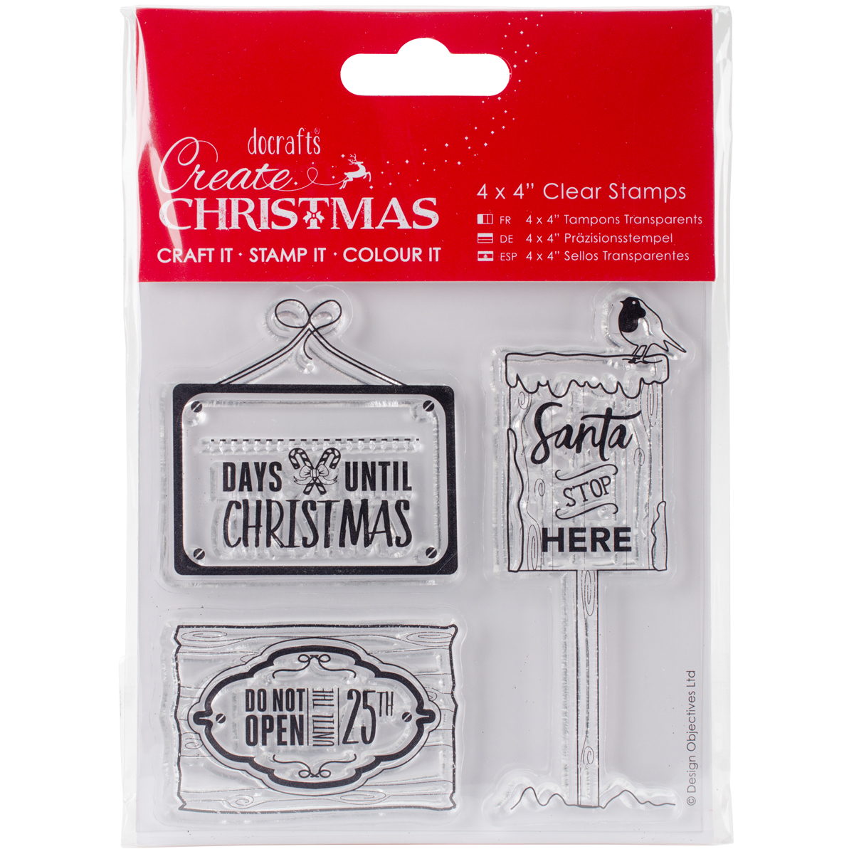 Papermania Create Christmas Clear Stamps 4"X4"Christmas Signs
