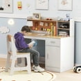 thumbnail image 4 of Costway Kids Study Desk and Chair Set Wooden Children Writing Table with Shelves & Drawer Beige, 4 of 9