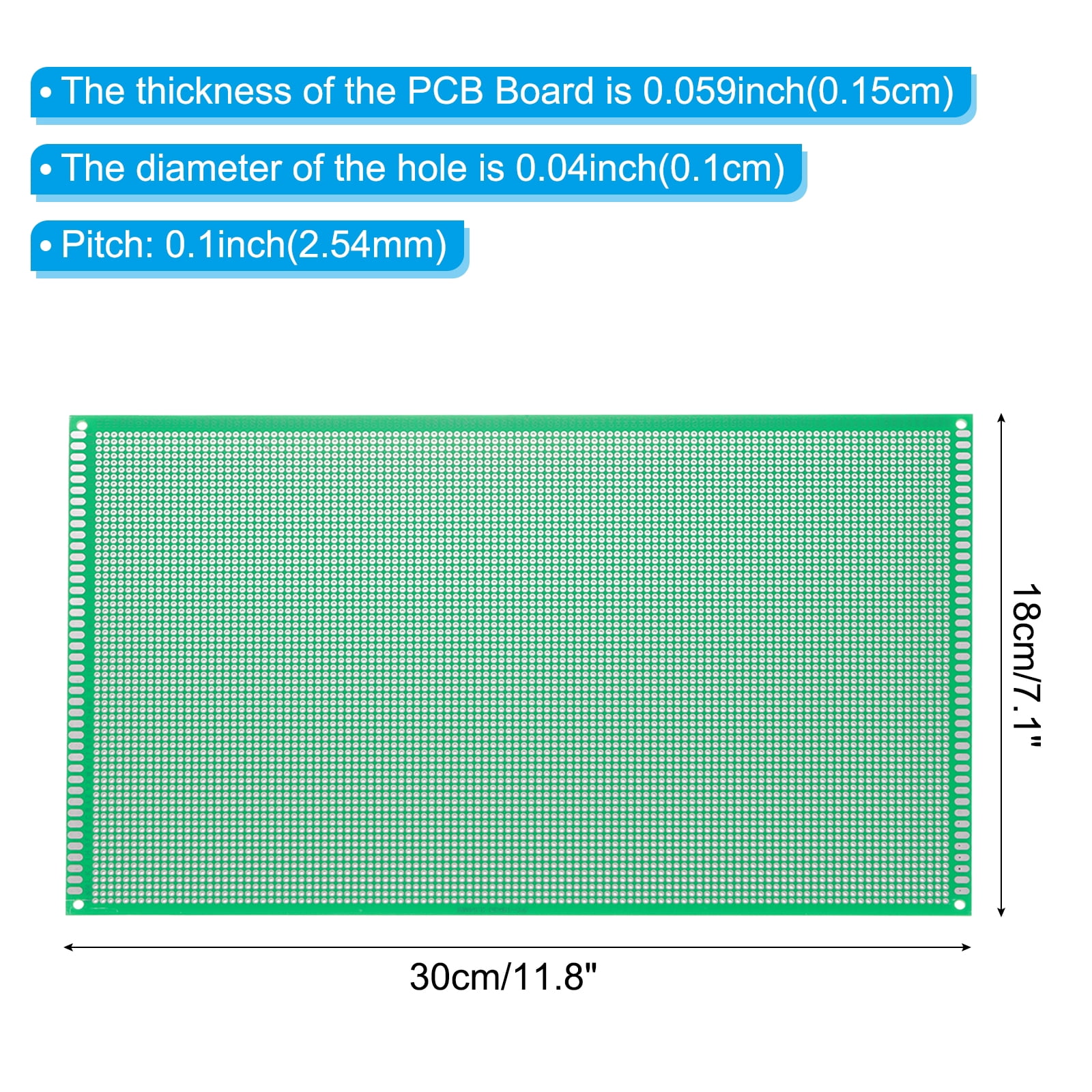 7.1" x 11.8" PCB Board Circuit, 5 Pcs Single Sided Prototype Solder Boards for Soldering and Electronic Project Circuit Boards Solderable Breadboard, Green