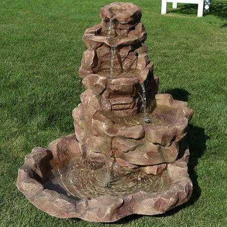 Sunnydaze Lighted Stone Springs Outdoor Water Fountain With Led Sunnydaze Lighted Stone Springs Outdoor Water Fountain With Led Lights 41 5 Inch Tall